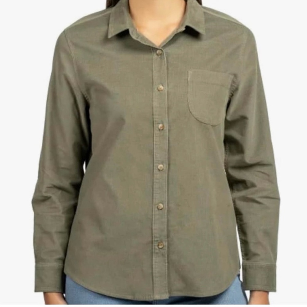 JACHS Girlfriend New York Olive Button Down Long Sleeve Shirt Mini Corduroy NWT